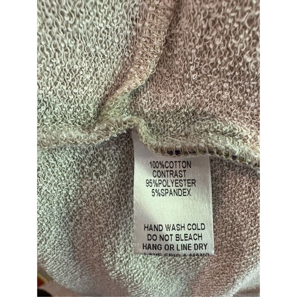 Size 1X Easel Los Angeles Peace Sign Patch Terry Soft Wash Tunic Top in Oatmeal - Picture 9 of 9